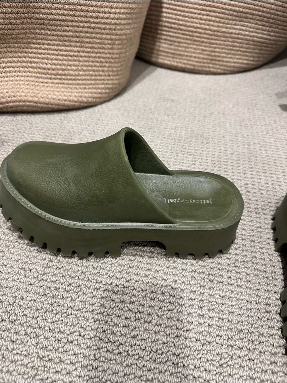 Sold by Anthropology Jeffery Campbell Platform Clog Mules in Olive Green - Picture 2 of 5